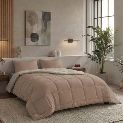 Zelesta Pure Duo Baumwolle Bettdecke - Rosabraun & Betonbraun
