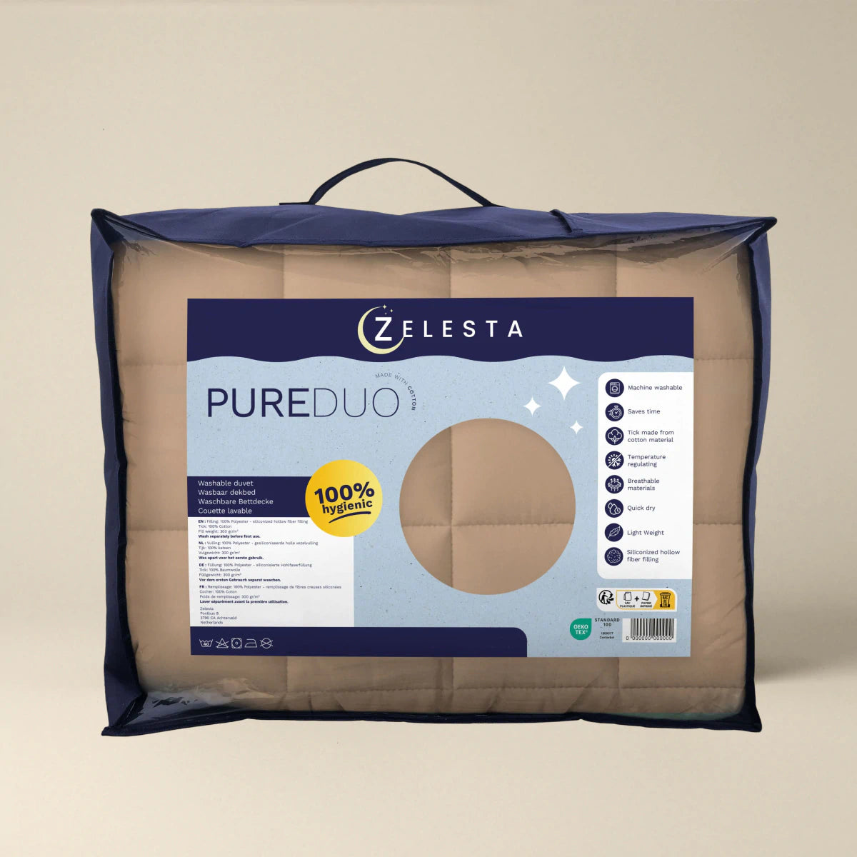 Zelesta Pure Duo Baumwolle Bettdecke - Rosabraun & Betonbraun