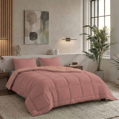 Zelesta Pure Duo Baumwolle Sommerbettdecke - Terrakottarosa & Erdrosa