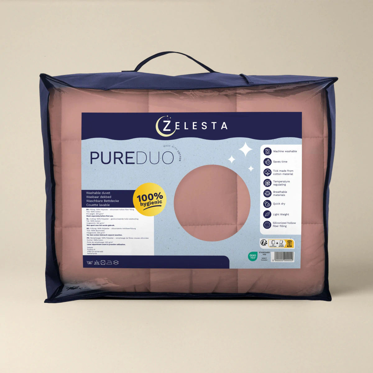 Zelesta Pure Duo Baumwolle Bettdecke - Terrakottarosa & Erdrosa
