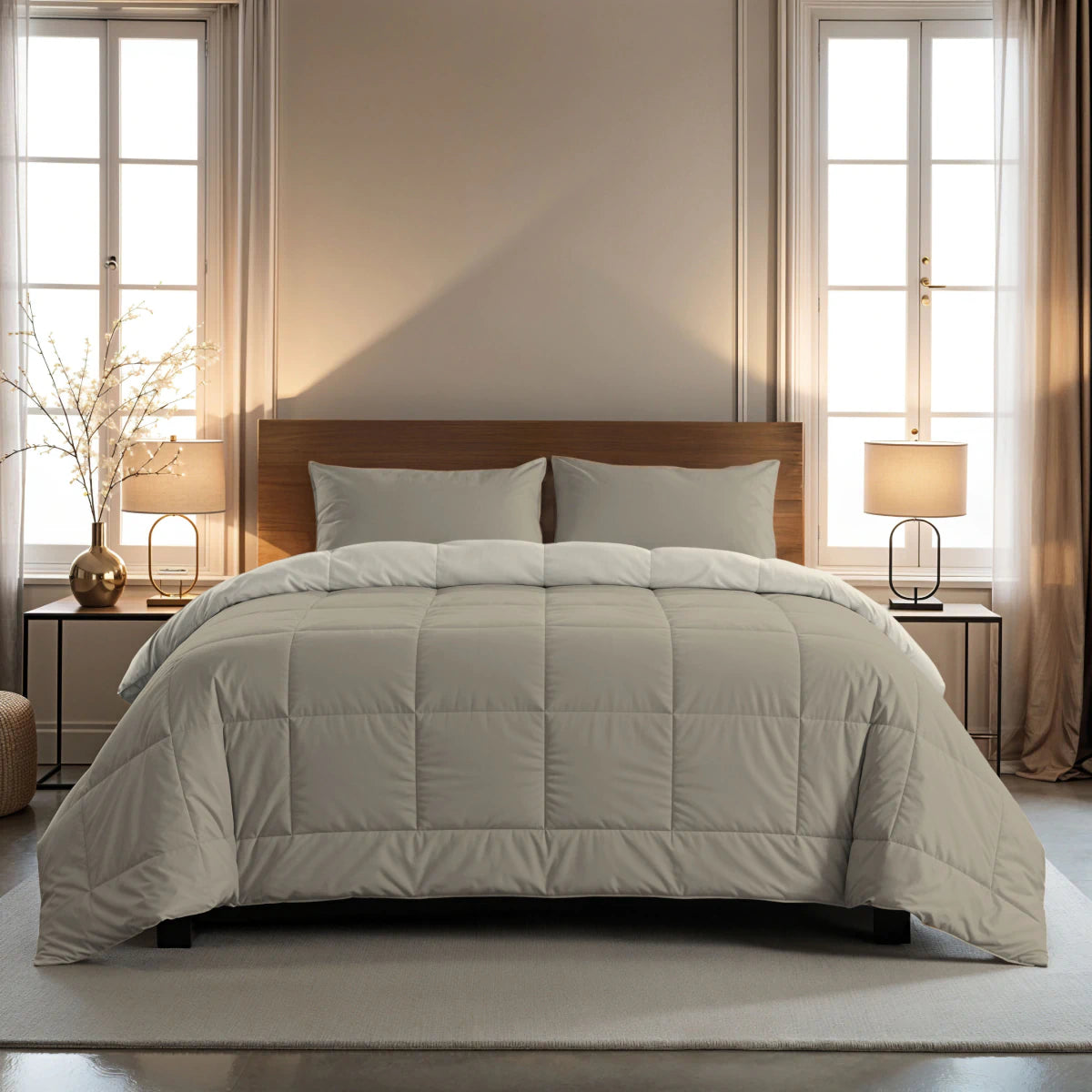 Zelesta Pure Duo Baumwolle Bettdecke - Warmgrau & Cremeweiß