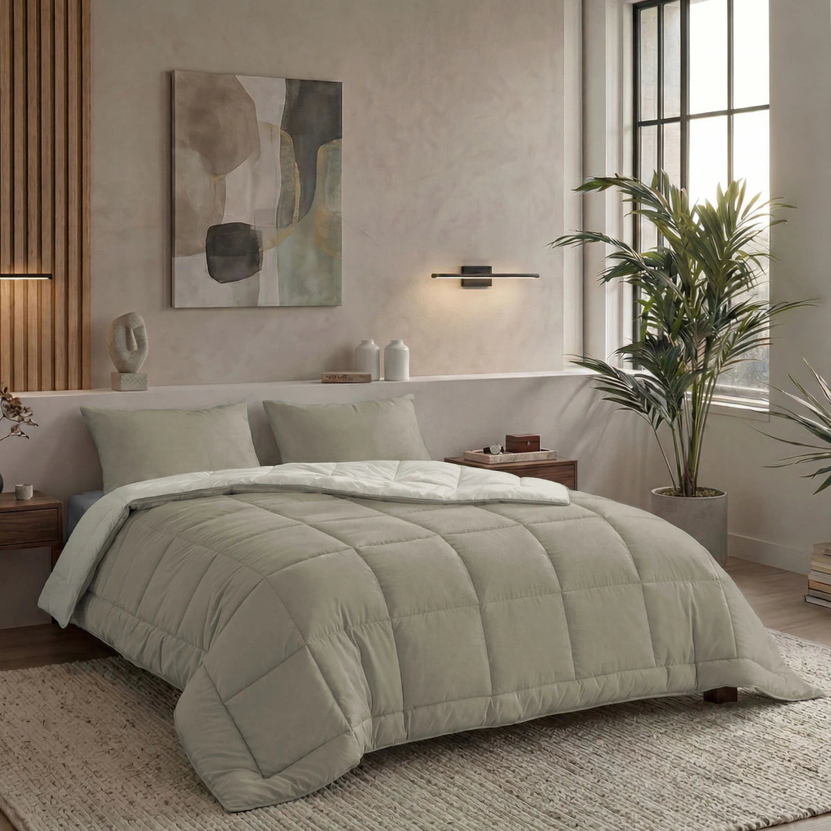 Zelesta Pure Duo Baumwolle Bettdecke - Warmgrau & Cremeweiß