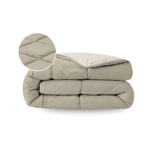 Zelesta Pure Duo Baumwolle Sommerbettdecke - Warmgrau & Cremeweiß