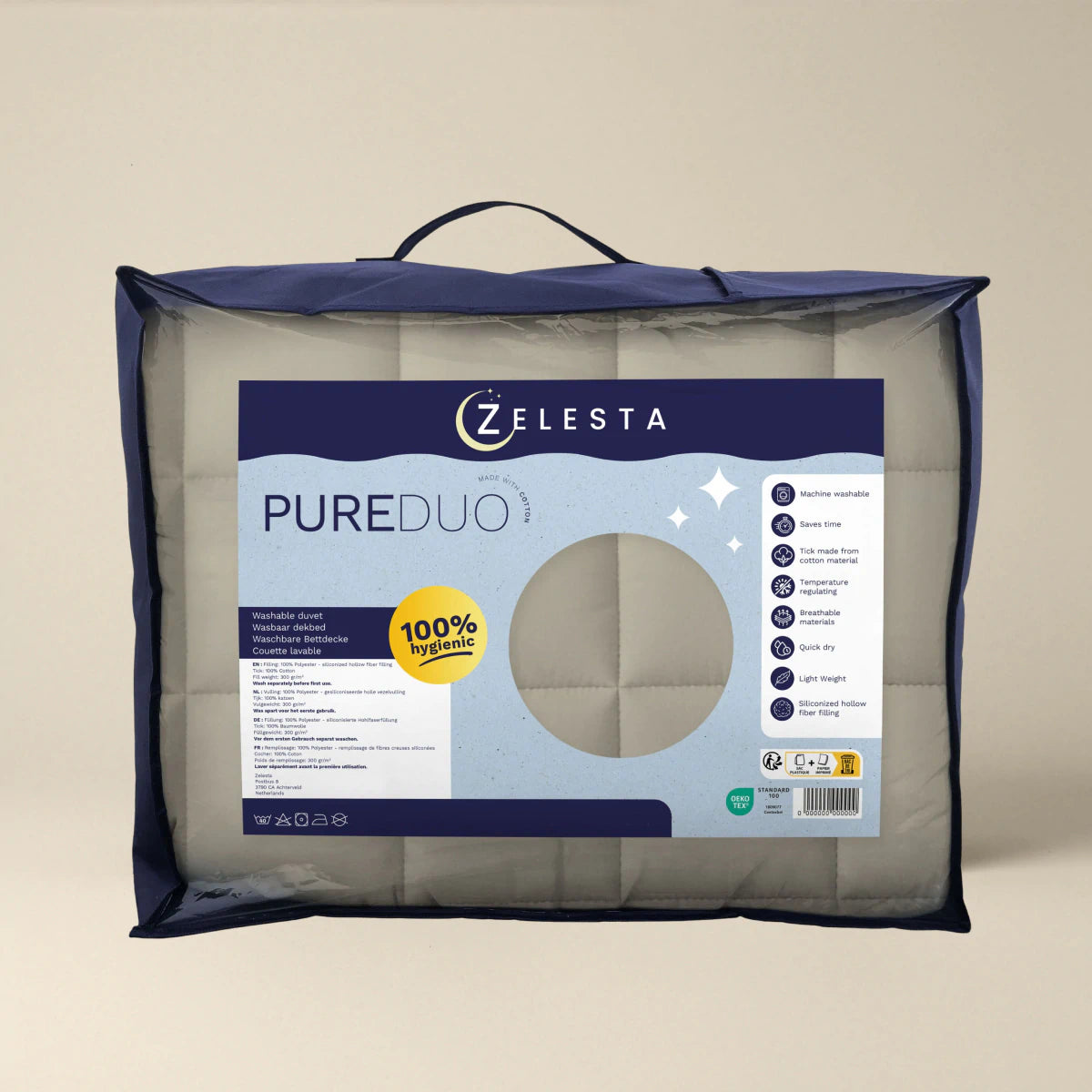Zelesta Pure Duo Baumwolle Sommerbettdecke - Warmgrau & Cremeweiß