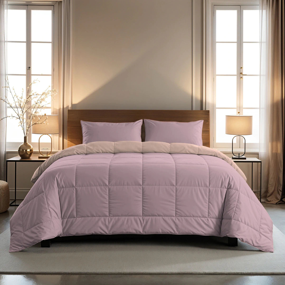 Zelesta Pure Duo Baumwolle Sommerbettdecke - Zartes Lila & Zartrosa