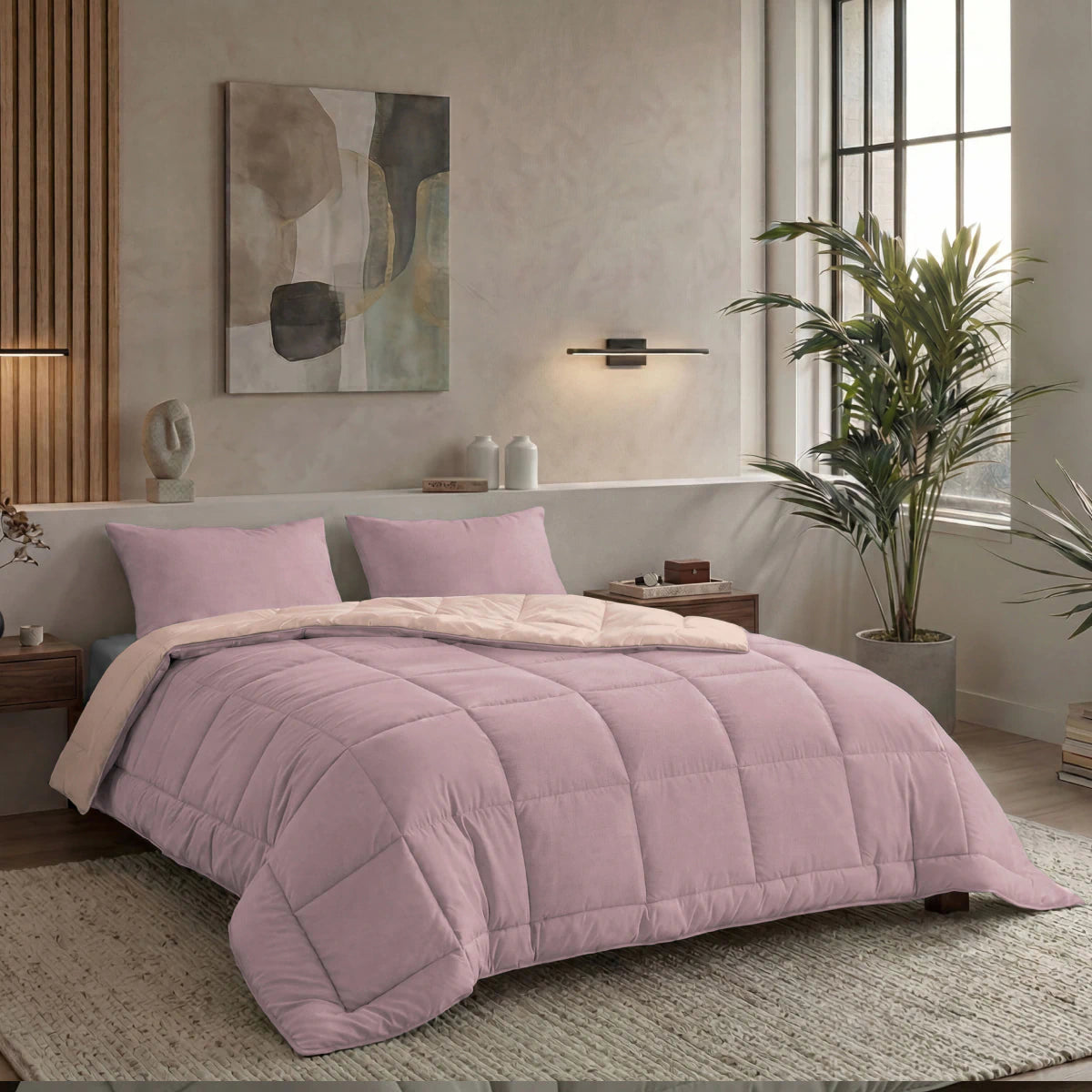 Zelesta Pure Duo Baumwolle Bettdecke - Zartes Lila & Zartrosa