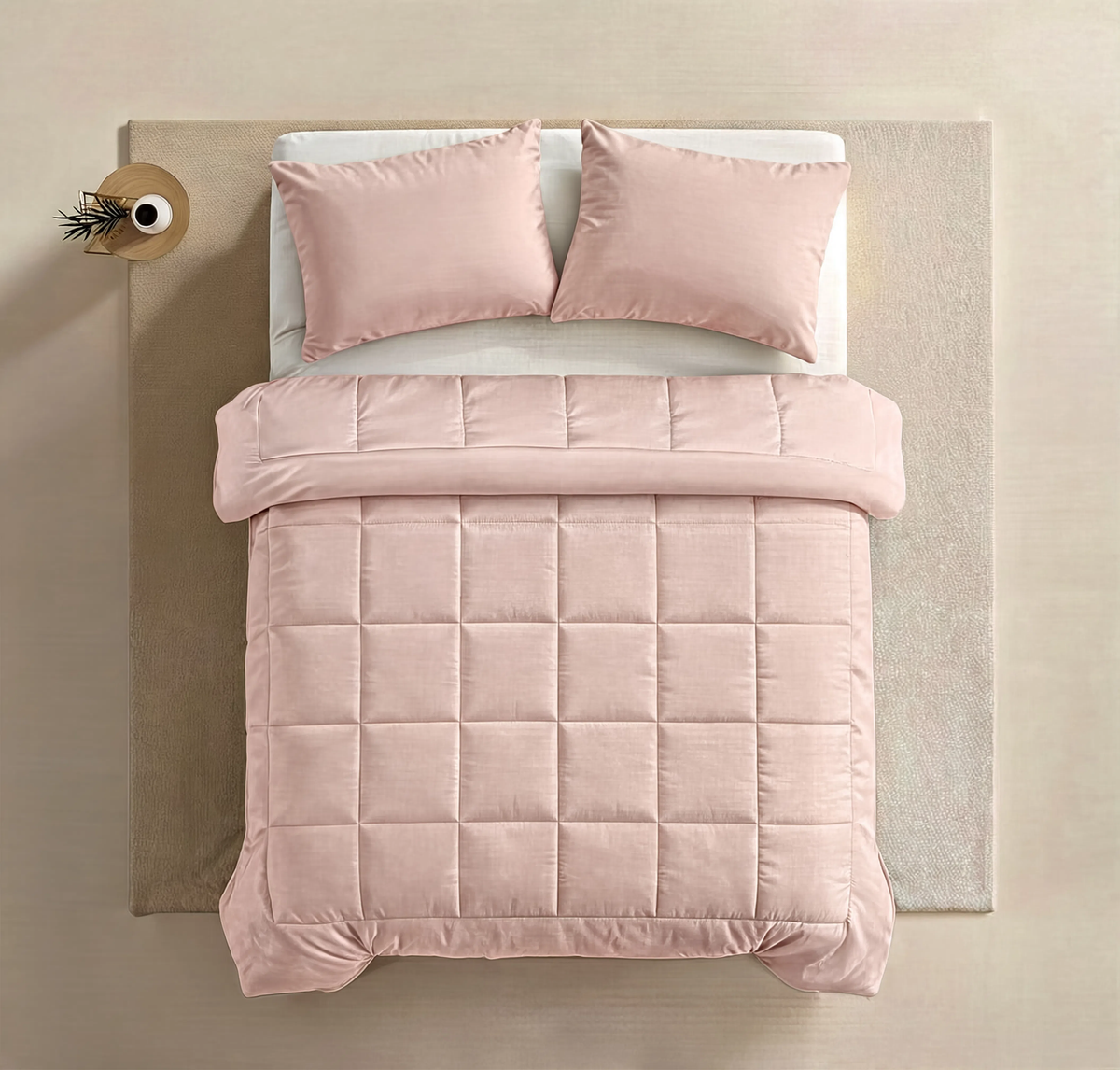 Zelesta Pure Uni 4-Jahreszeiten Nahtlose Baumwollbettdecke - Rosa