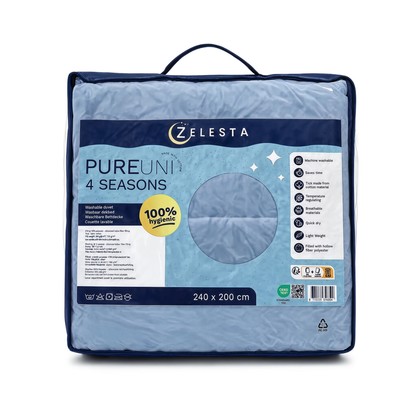 Zelesta Pure Uni 4-Jahreszeiten Nahtlose Baumwollbettdecke - Blau