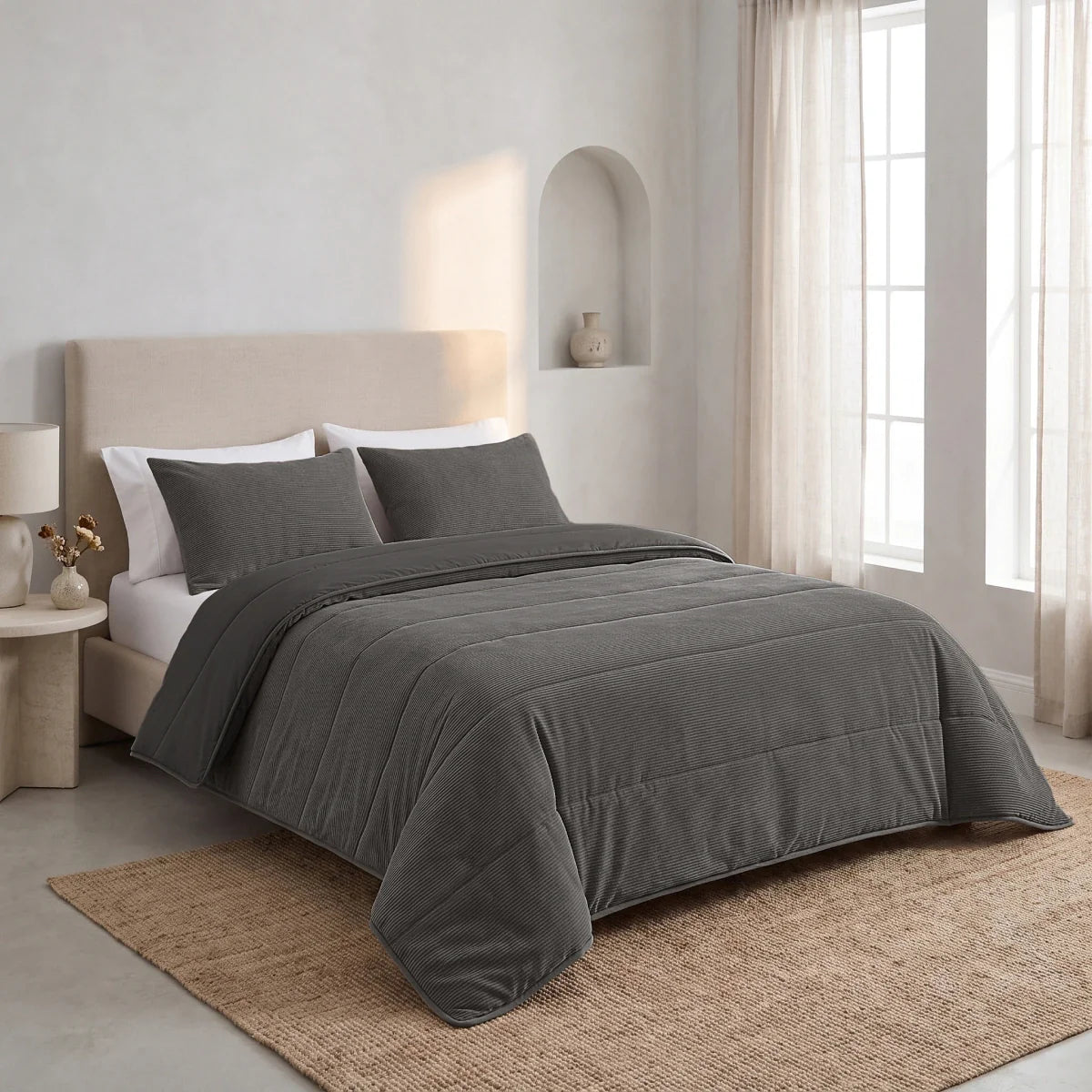 Zelesta Special Corduroy Cotton Bettdecke - Anthrazit
