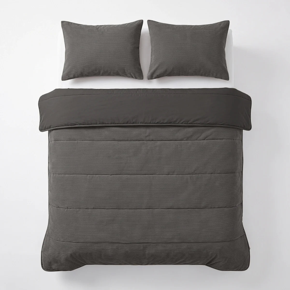 Zelesta Special Corduroy Cotton Kissenbezüge Set von 2 - Anthrazit