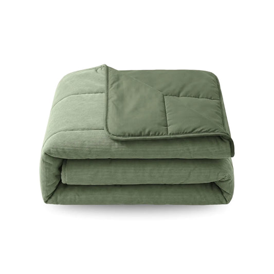 Zelesta Special Corduroy Cotton Bettdecke - Waldgrün