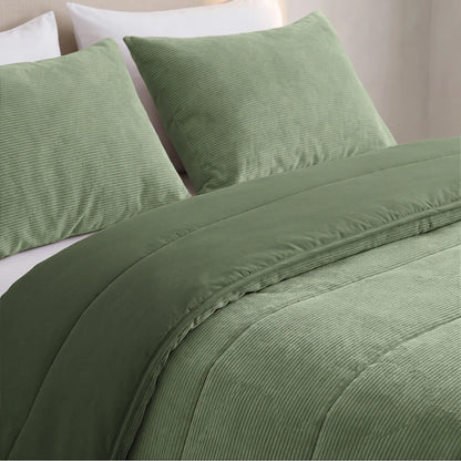 Zelesta Special Corduroy Cotton Bettdecke - Waldgrün