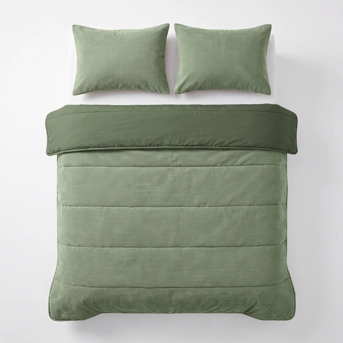 Zelesta Special Corduroy Cotton Kissenbezüge Set von 2 - Waldgrün