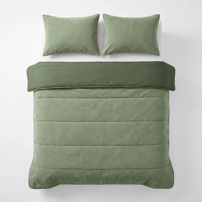 Zelesta Special Corduroy Cotton Kissenbezüge Set von 2 - Waldgrün