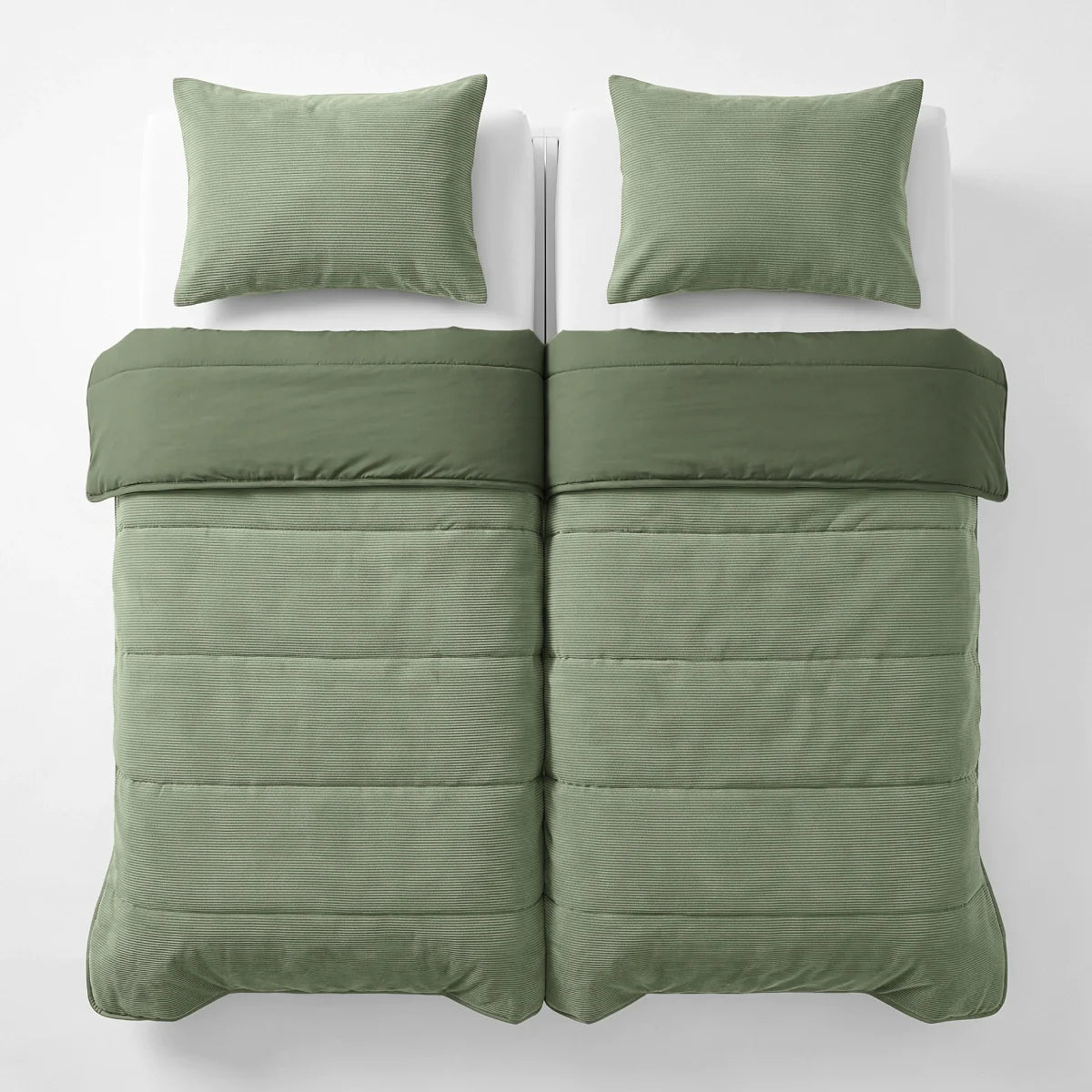 Zelesta Special Corduroy Cotton Kissenbezüge Set von 2 - Waldgrün