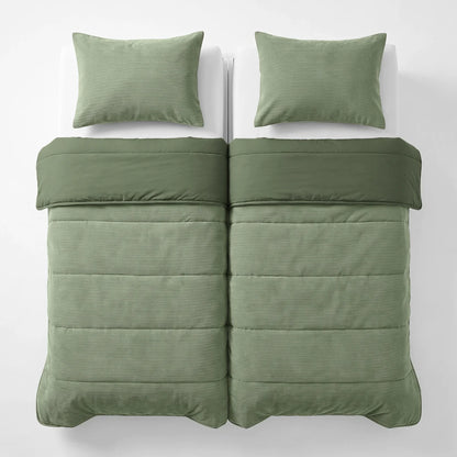 Zelesta Special Corduroy Cotton Kissenbezüge Set von 2 - Waldgrün