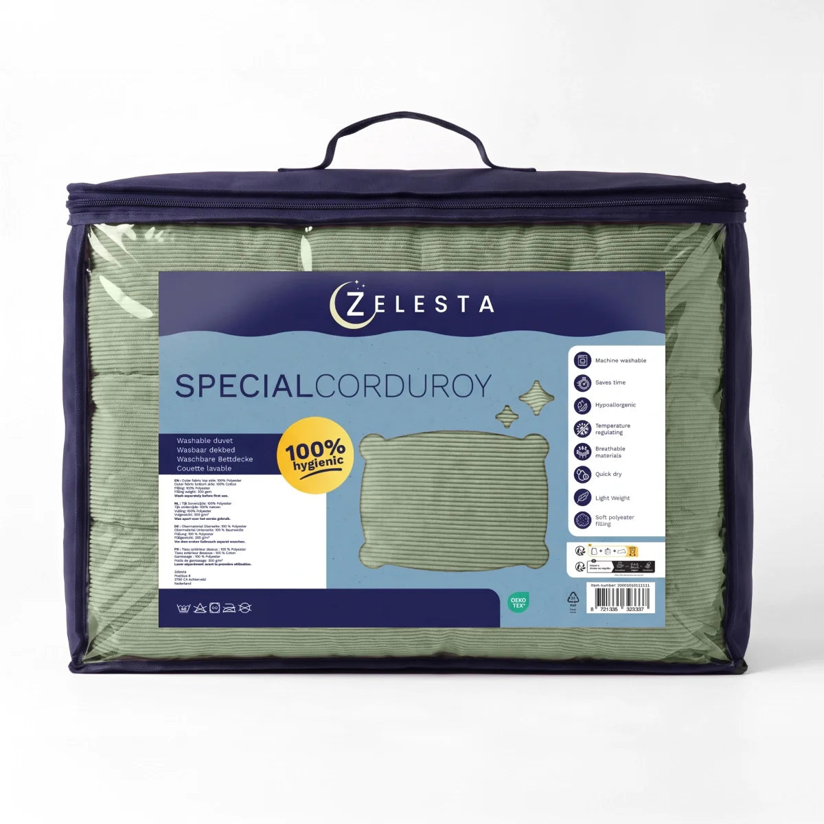 Zelesta Special Corduroy Cotton Bettdecke - Waldgrün