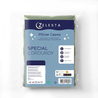 Zelesta Special Corduroy Cotton Kissenbezüge Set von 2 - Waldgrün