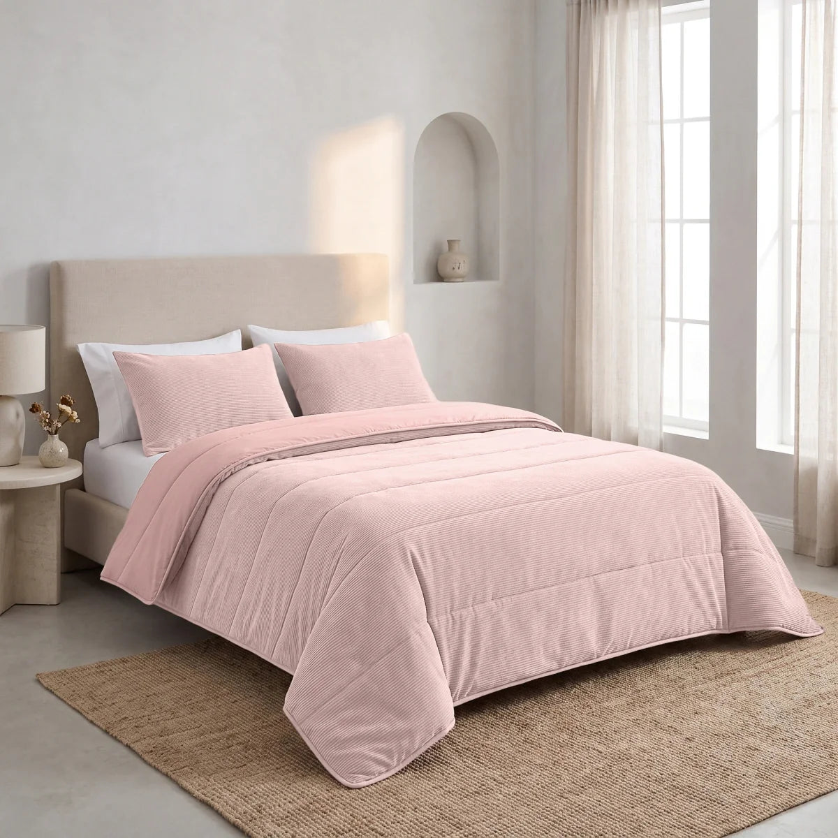 Zelesta Special Corduroy Cotton Bettdecke - Staubiges Rosa