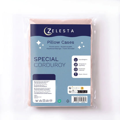Zelesta Special Corduroy Cotton Kissenbezüge Set von 2 - Staubiges Rosa
