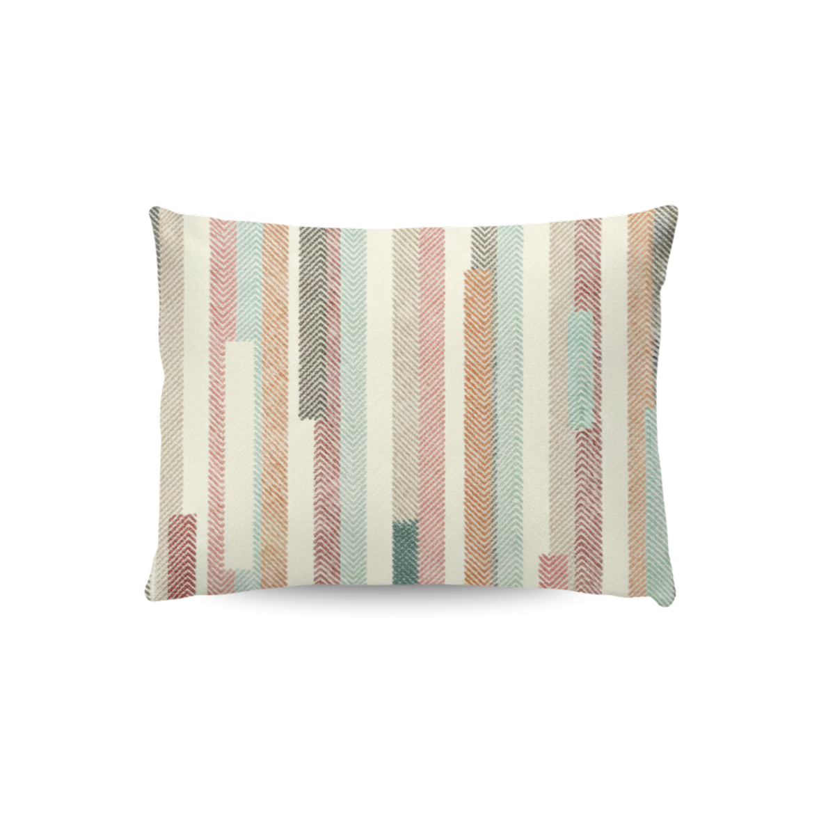 Zelesta Wonderbed Kissenbezüge Set von 2 - Vintage Vibe: Rechteckige 80x80cm Bezüge aus superweicher Mikrofaser mit vertikalen Chevron-Streifen in gedeckten Rosa-, Blau-, Gold- und Brauntönen auf Off-White, maschinenwaschbar.