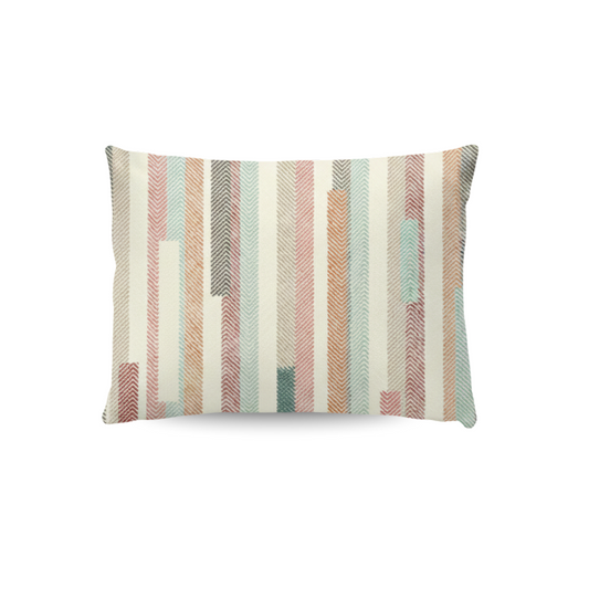 Zelesta Wonderbed Kissenbezüge Set von 2 - Vintage Vibe: Rechteckige 80x80cm Bezüge aus superweicher Mikrofaser mit vertikalen Chevron-Streifen in gedeckten Rosa-, Blau-, Gold- und Brauntönen auf Off-White, maschinenwaschbar.