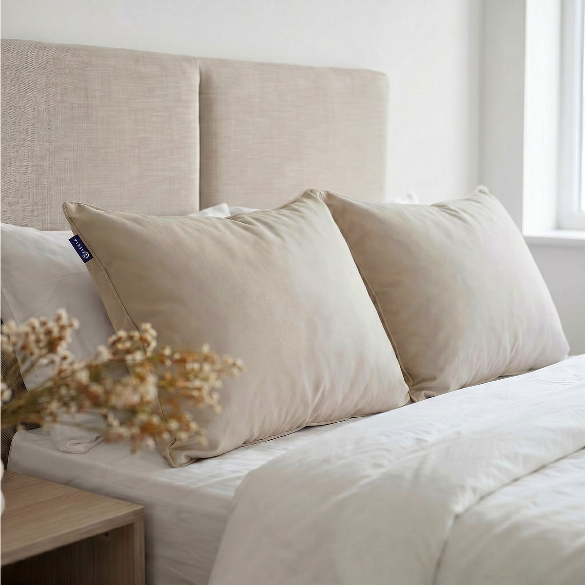 Zelesta Comfort Waschbares & Anpassbares Kopfkissen - Sandbeige