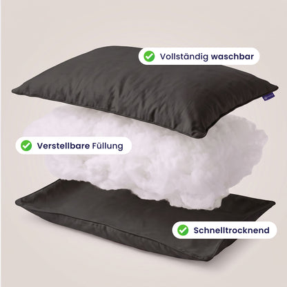 Zelesta Comfort Waschbares & Anpassbares Kopfkissen - Schwarz