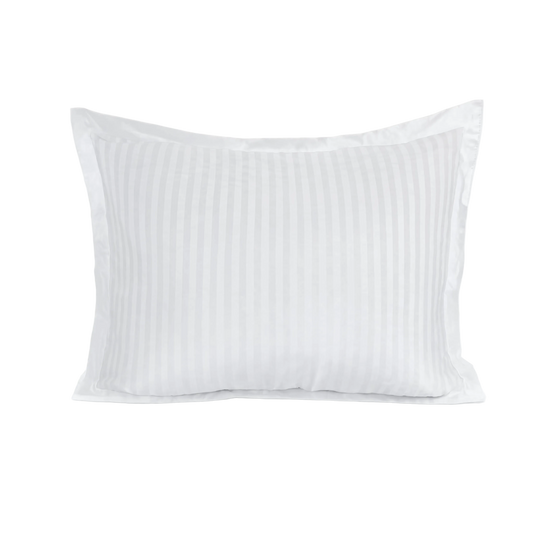 zailistade.comluxe Hotel Stripe Baumwollsatin Kissenbezüge Set von 2 - Weiß