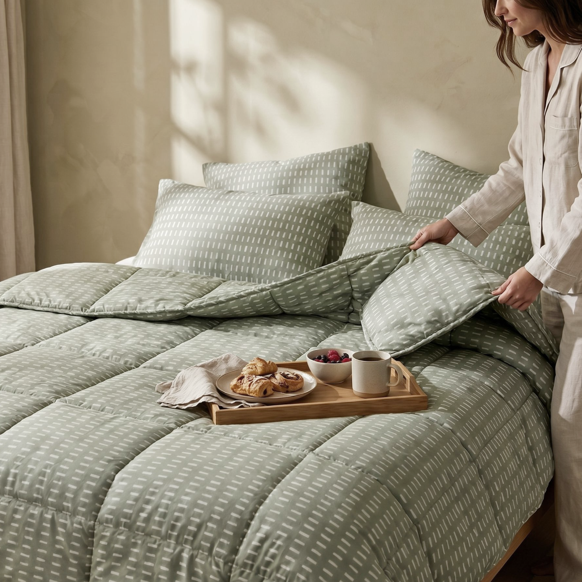 Zelesta Comfort Design Sommerbettdecke - Olive Stitches