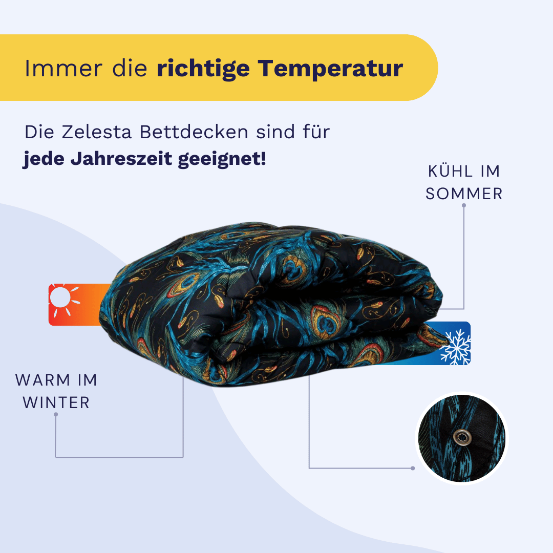 Zelesta Wonderbed 4 Seasons double - Peacock Feathers