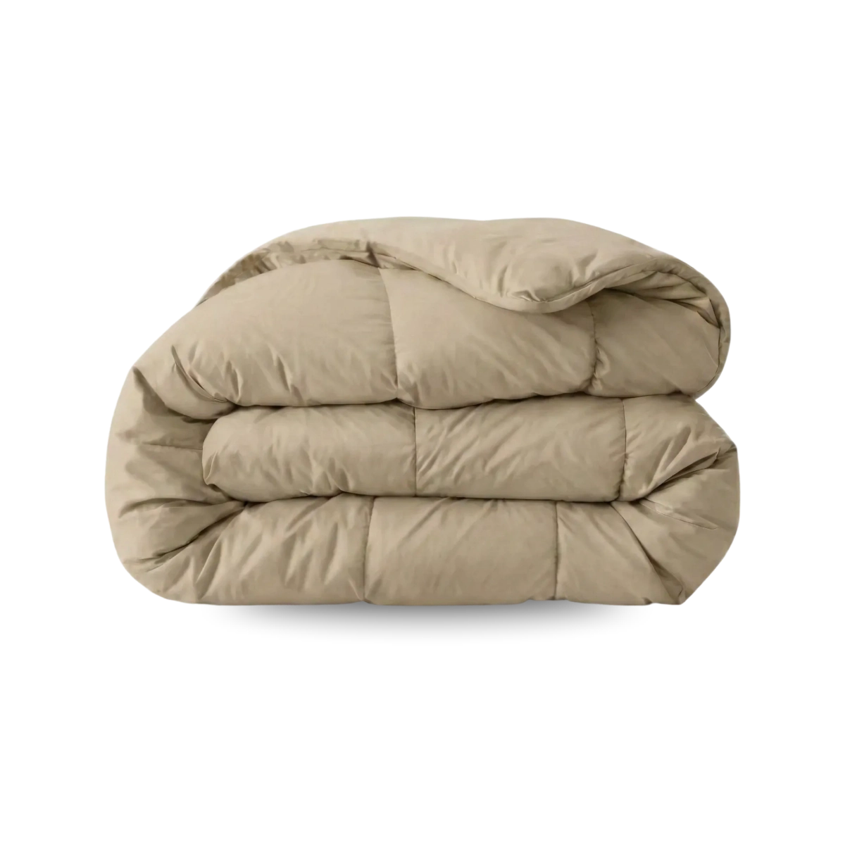 Eine Zelesta Wonderbed Baumwolle Bettdecke in Taupe Blush ist sorgfältig gefaltet und liegt vor einem schlichten weißen Hintergrund.