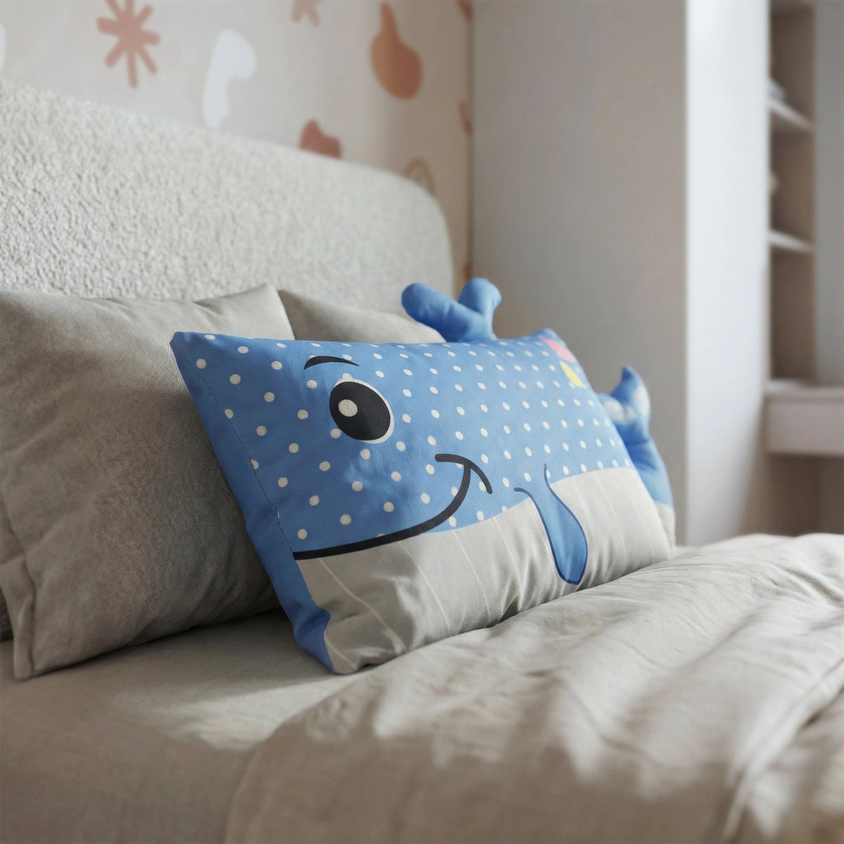 Kinderkissen Wally Wal - Blau/Grau