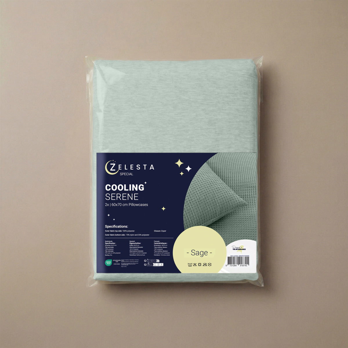 Zelesta Special Cooling Serene Kissenbezug Set von 2 - Salbeigrün