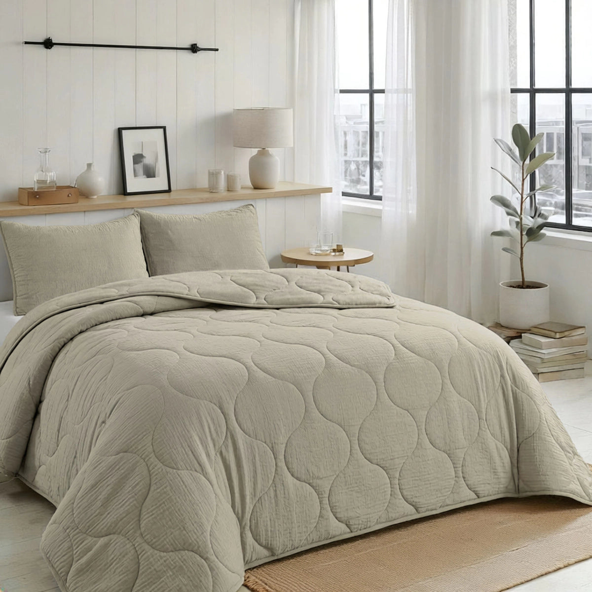 Zelesta Special Seersucker Sommerbettdecke - Mandelmilch Beige