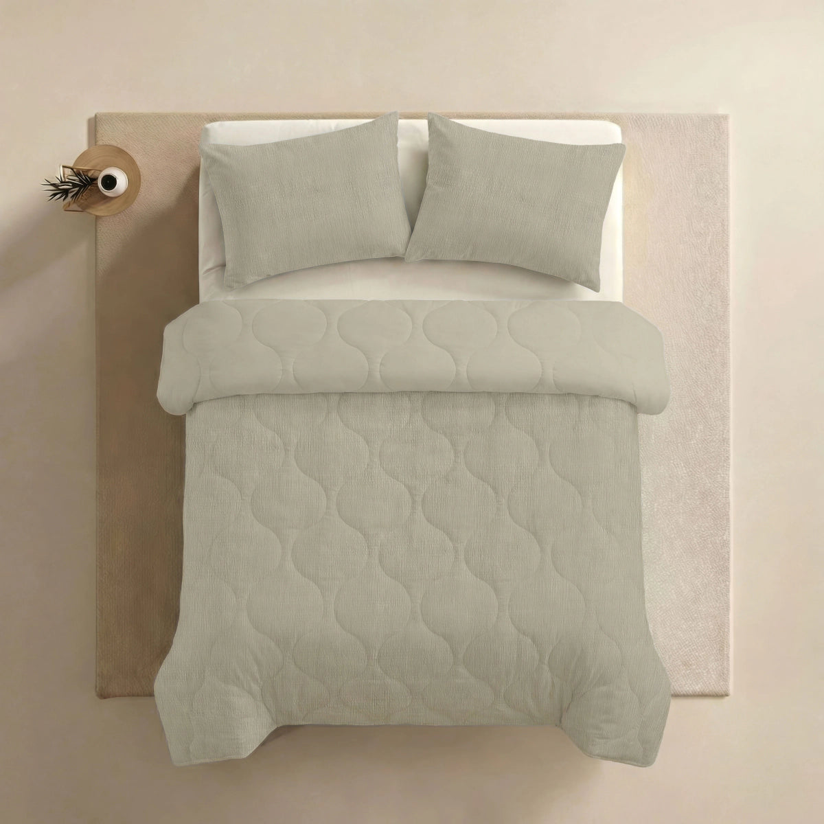 Zelesta Special Seersucker Sommerbettdecke - Mandelmilch Beige