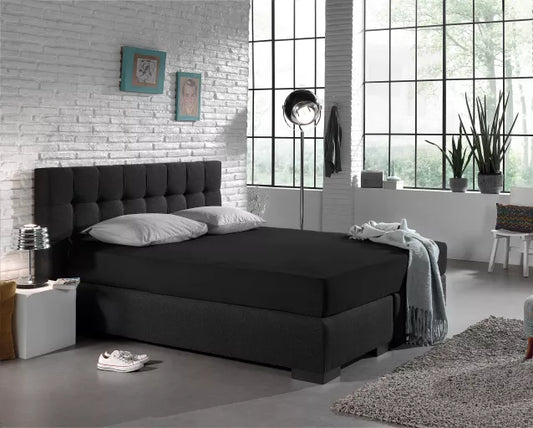 Spannbetttuch Single Jersey Schwarz