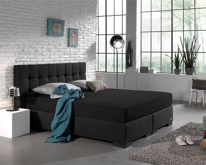 Spannbetttuch Doppel Jersey Schwarz