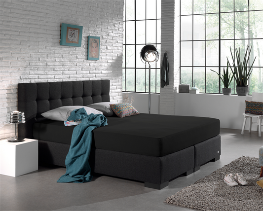 Spannbetttuch Doppel Jersey Schwarz