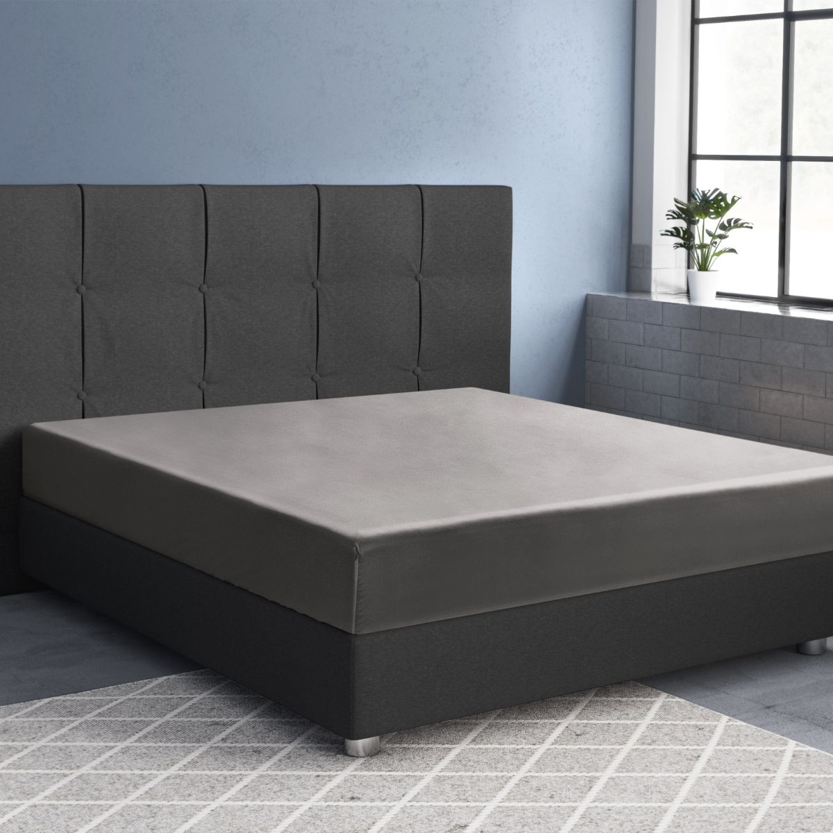 Primaviera Satin Deluxe Spannbetttuch Grau
