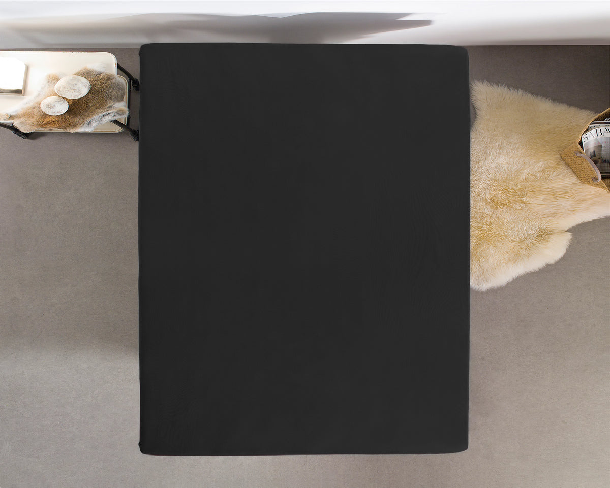 Spannbetttuch Single Jersey Schwarz